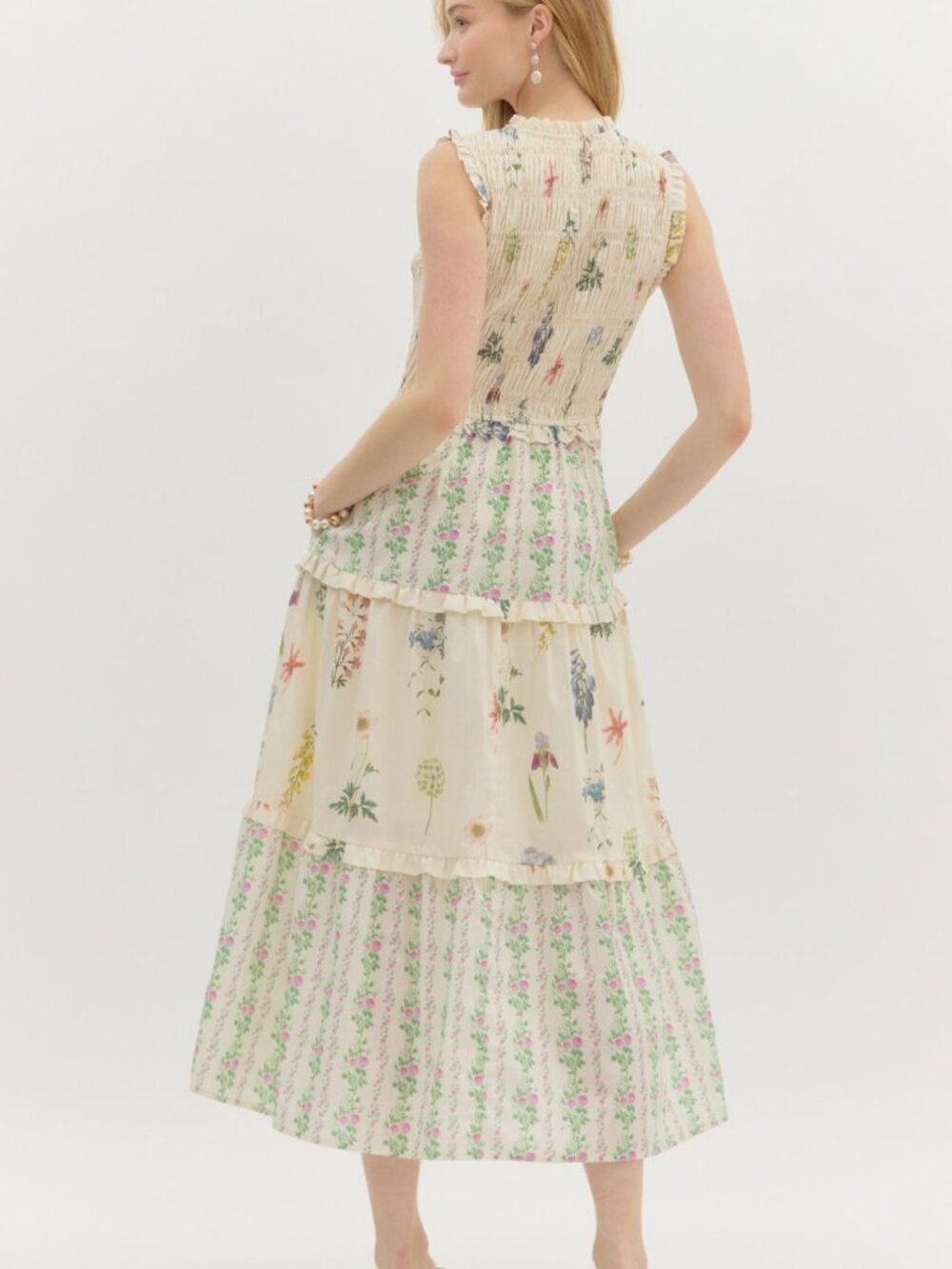Multi Floral Print Maxi Dress with tie front and ruffle detail - Picture 6 of 6